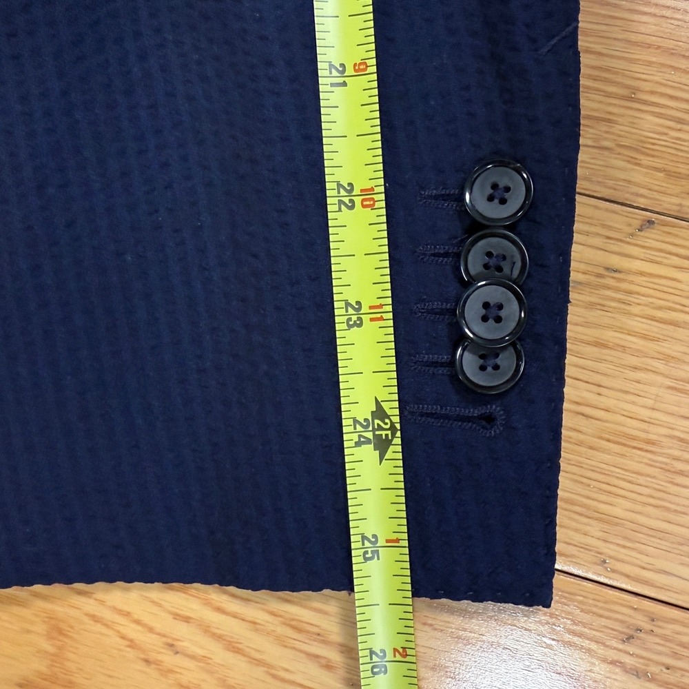 HUGO BOSS-LORO PIANA Silk-Wool Blazer Navy Blue‎ Textured Jacket 38R - Picture 9 of 11